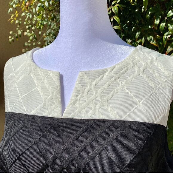 JESSICA HOWARD MISSY COLOR-BLOCK IVORY/BLACK SLEEVELESS SHEATH DRESS 12 NWT - Picture 7 of 14